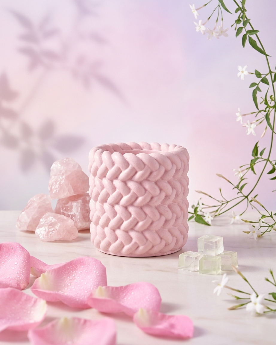 knitted pattern textured concrete candle jar gypsum vessel empty empty open vessel wholesale bulk order India