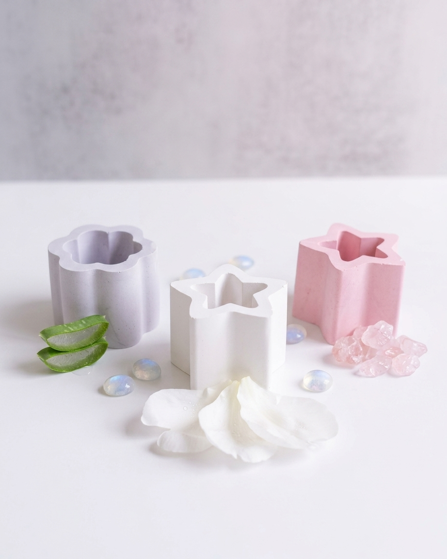 star shaped concrete candle jar gypsum vessel empty empty open vessel wedding favour corporate gifting India