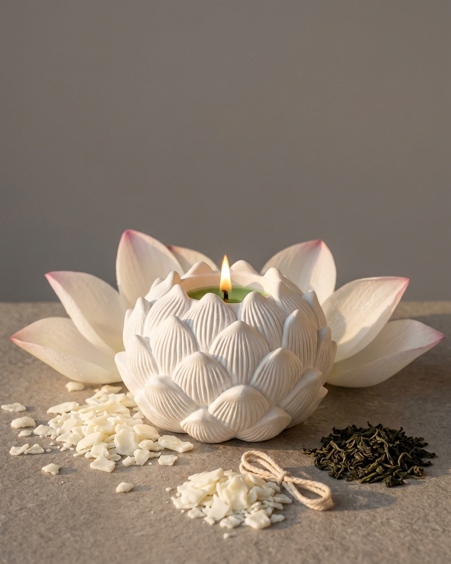 lotus flower shaped concrete candle jar gypsum vessel empty empty open vessel wedding favour corporate gifting India