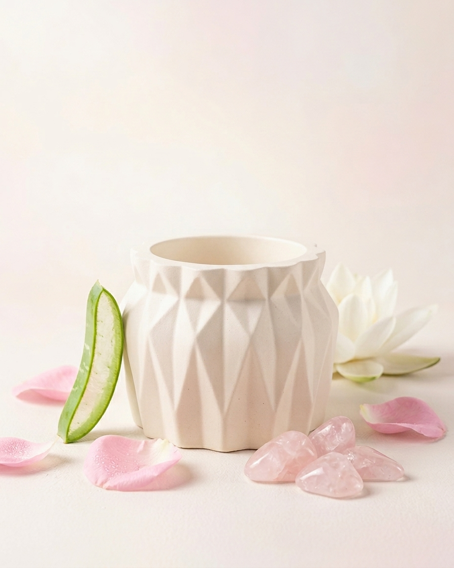 faceted angular premium concrete candle jar gypsum vessel empty empty open vessel bulk pack candle supplier Surat Gujarat