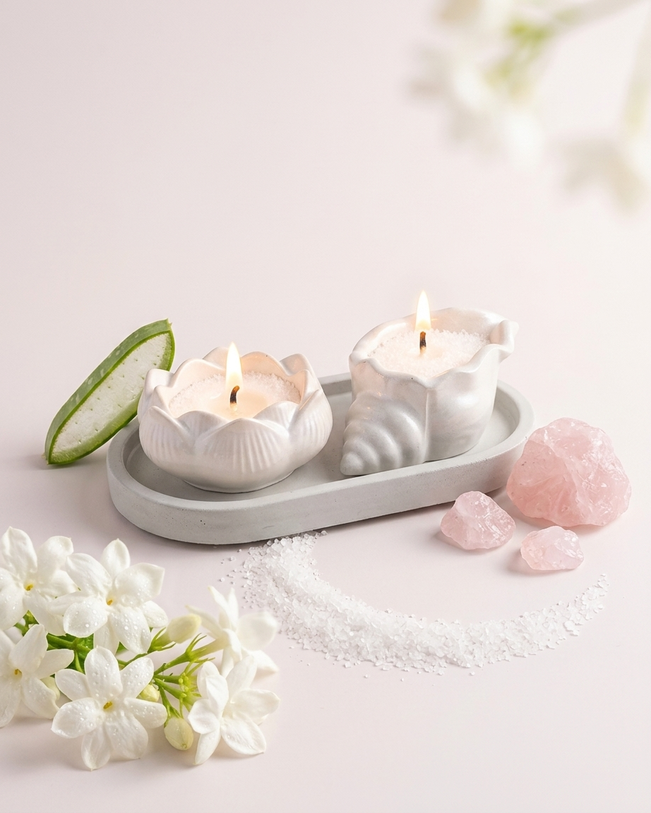 lotus seashell combo set concrete trinket tray jewellery organiser gypsum empty open vessel wholesale bulk order India