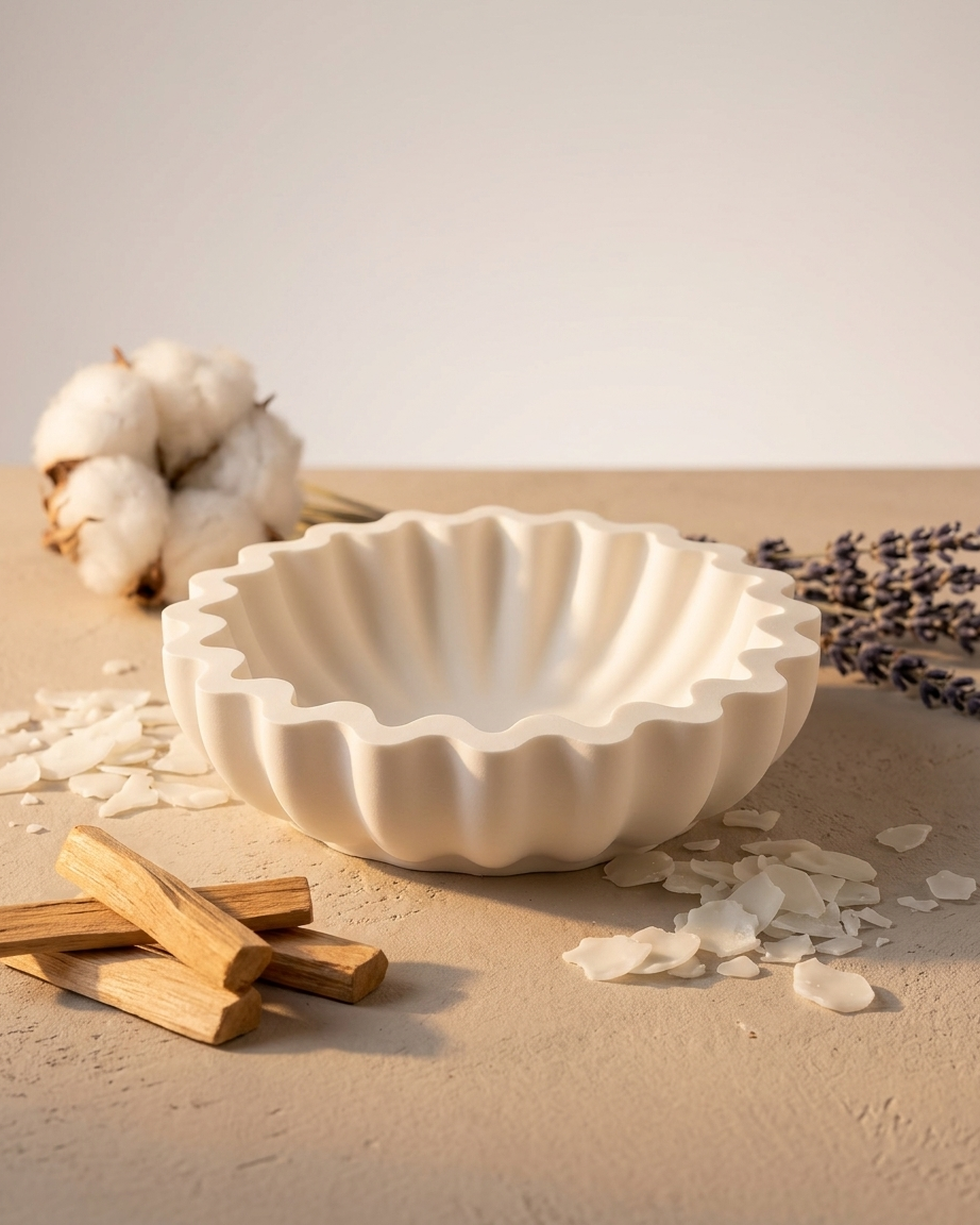 3D bow ribbon shaped concrete candle bowl gypsum vessel soy wax empty open vessel handmade artisan candle jar India
