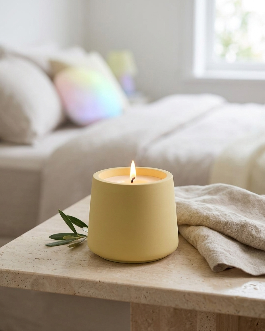 tapered cone shaped concrete candle jar gypsum vessel empty with lid sealed gift ready handmade artisan candle jar India