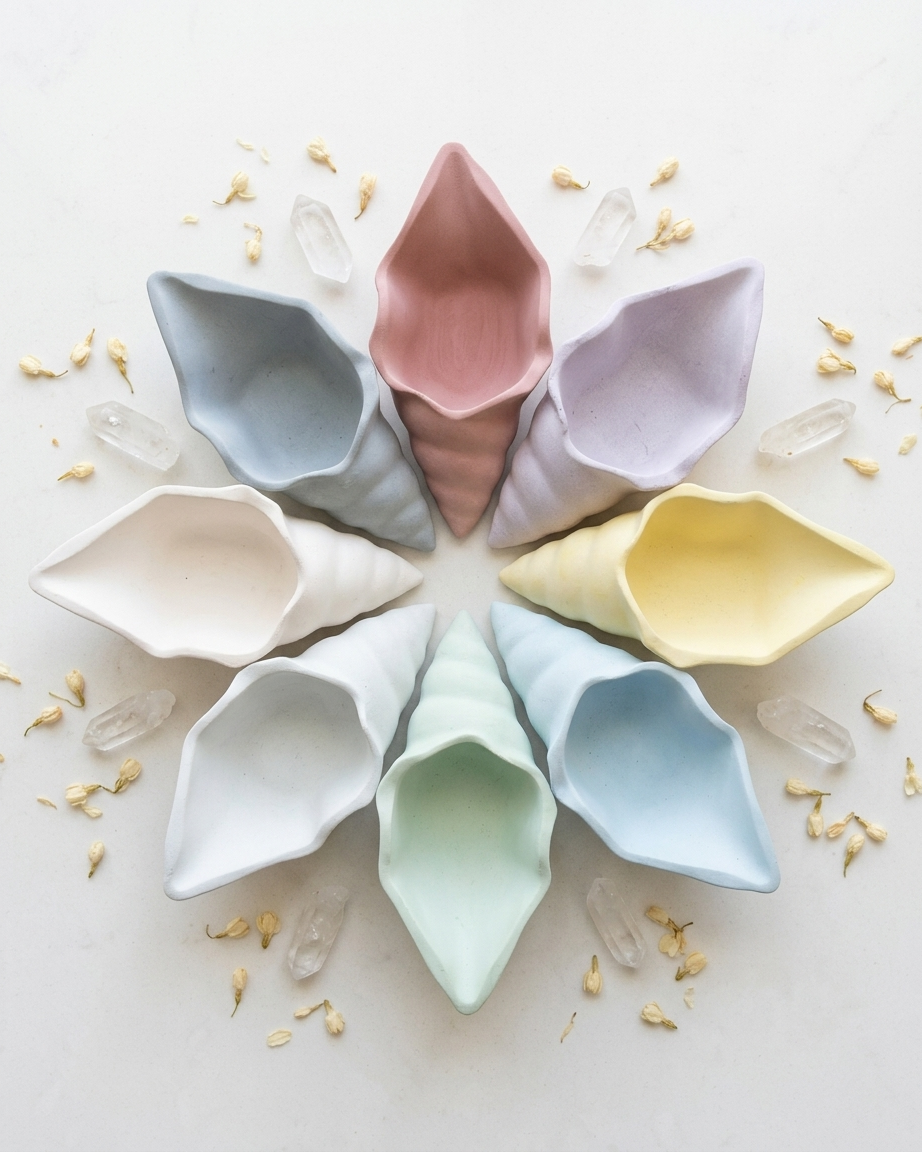 Sea shell concrete candle jar wholesale empty gypsum vessel candle making India
