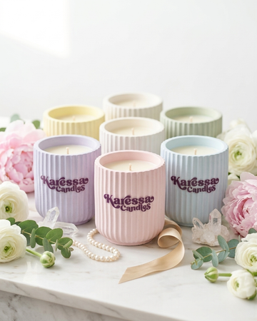 Ribbed glass shaped concrete jar factory wholesale empty gypsum vessel candle making India