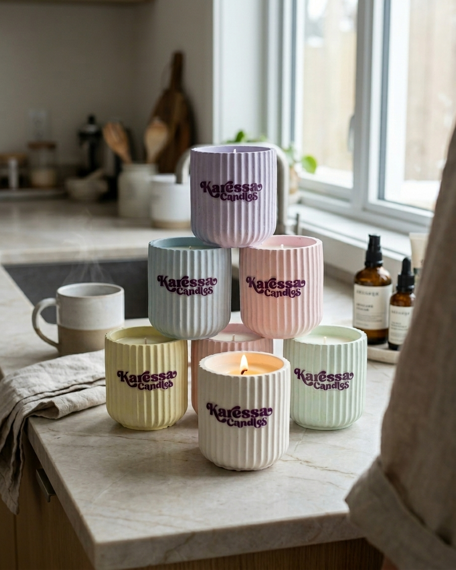 Ribbed glass shaped concrete jar factory wholesale empty gypsum vessel candle making India