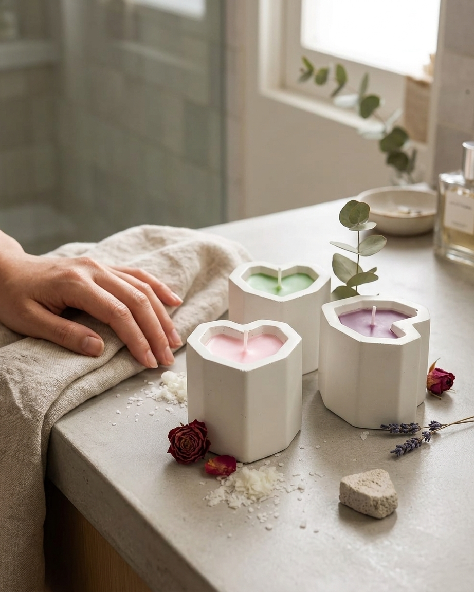 Concrete small heart jar 30g 35g wax Valentine gifting candle making India