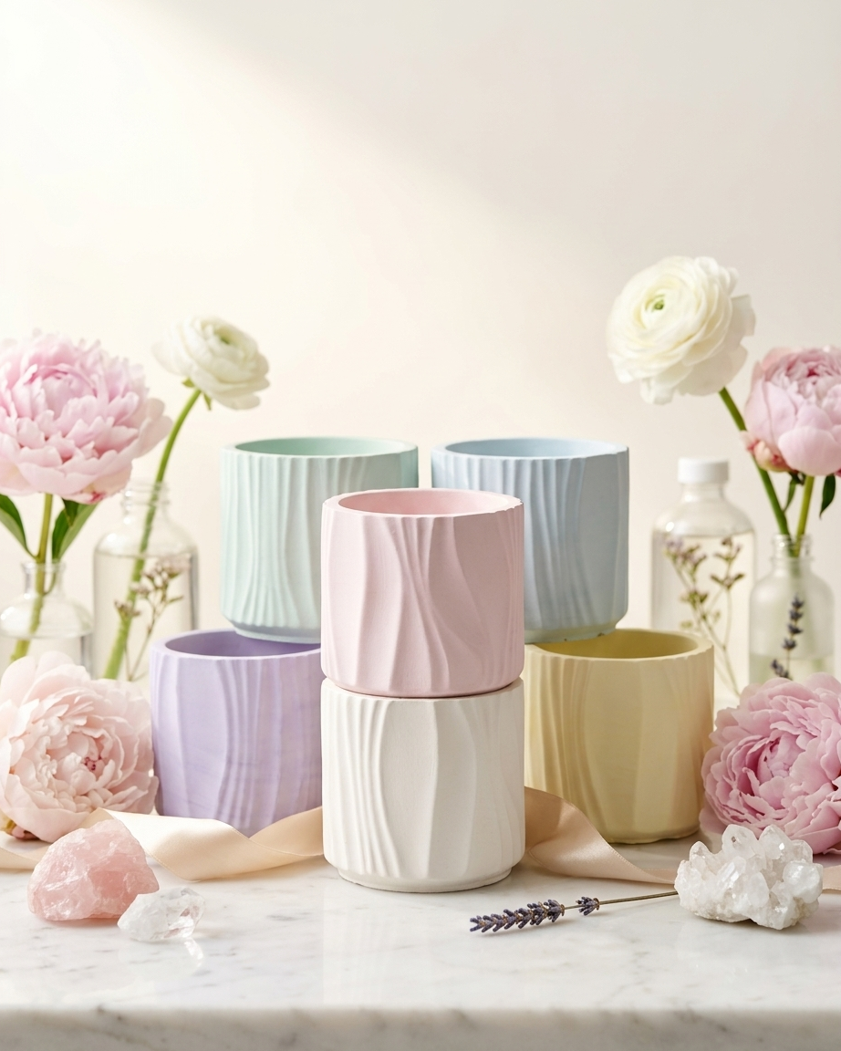 Designer concrete candle jar empty unique artisan shape gypsum vessel wholesale India