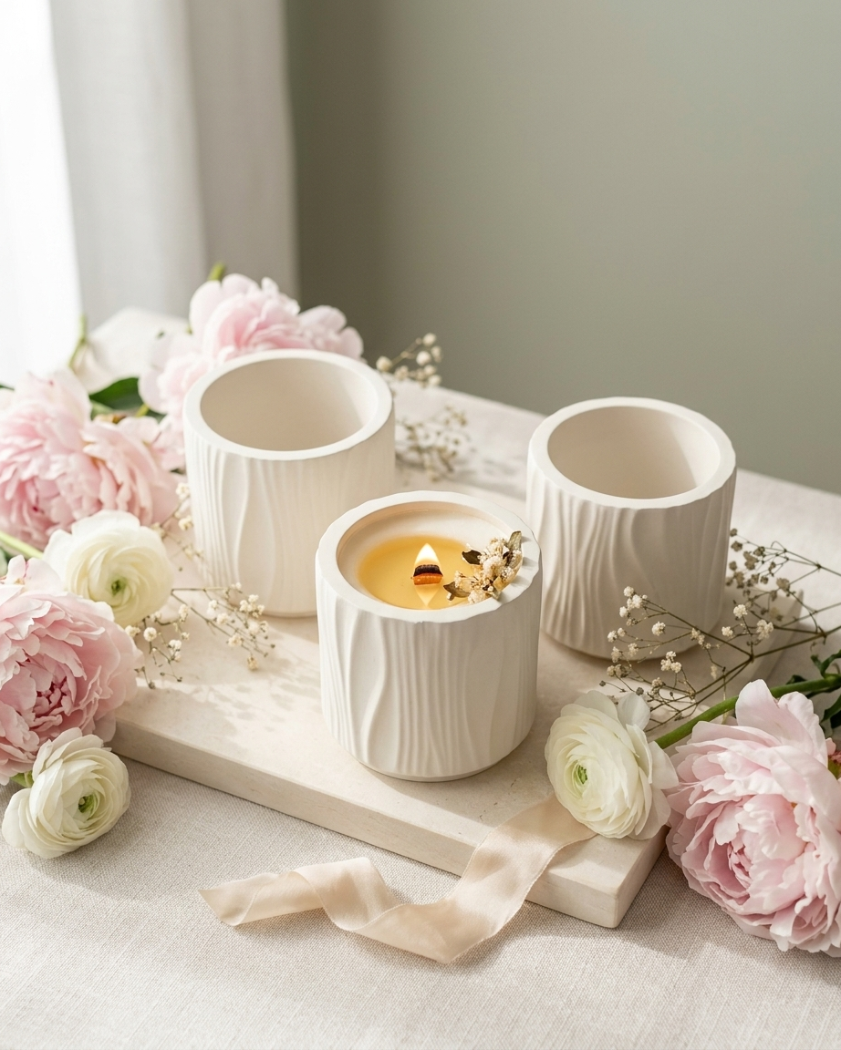 Designer concrete gypsum jar unique shape wholesale candle making vessel India