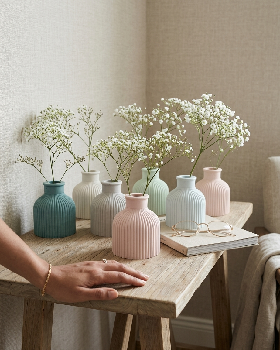 small compact mini concrete flower vase gypsum home decor empty open vessel wedding favour corporate gifting India