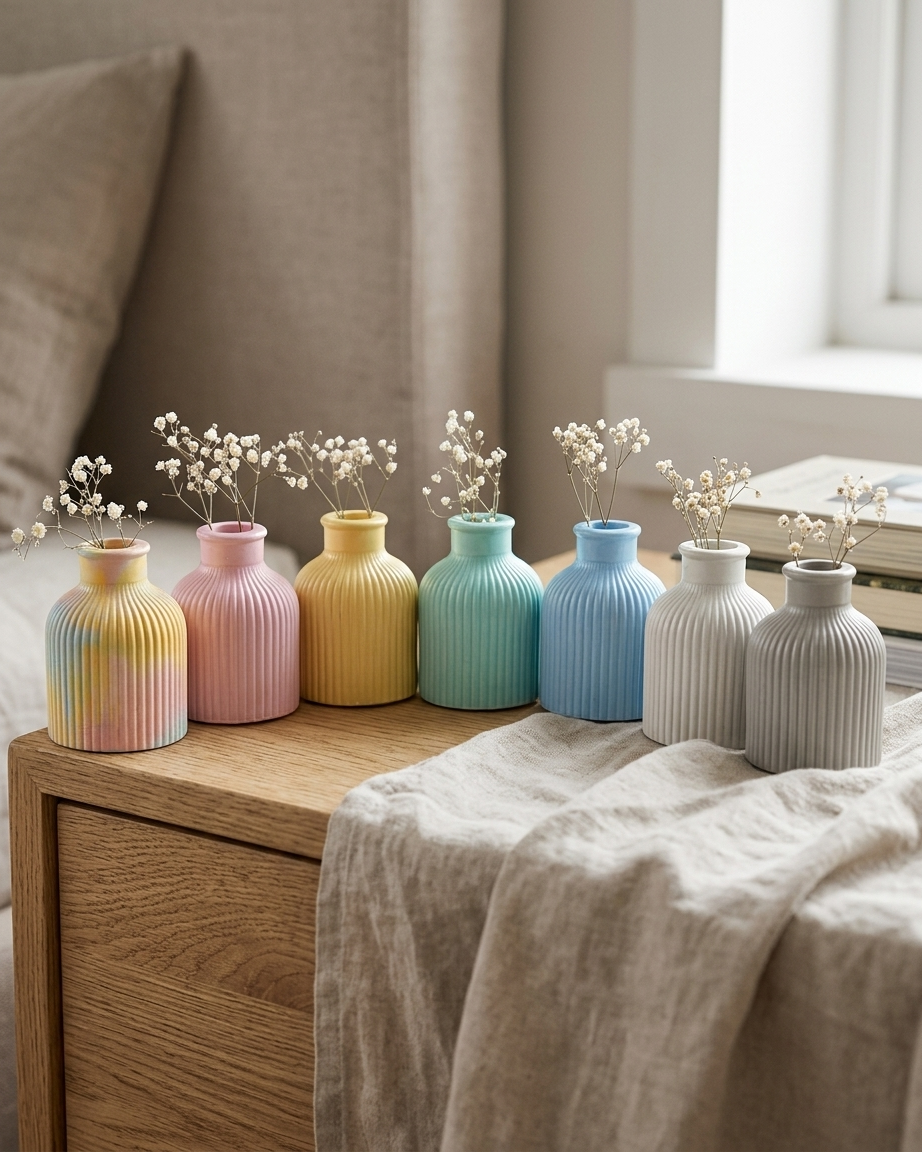 small compact mini concrete flower vase gypsum home decor empty open vessel bulk pack candle supplier Surat Gujarat India