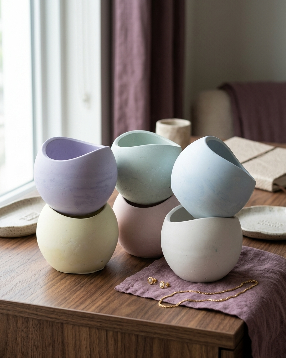round designer premium concrete candle jar gypsum vessel empty empty open vessel handmade artisan candle jar India