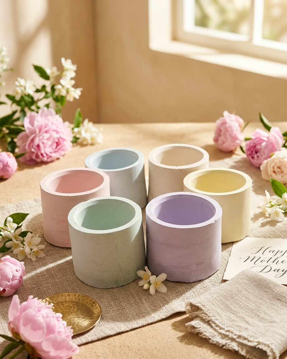 round circular concrete candle jar gypsum vessel empty empty open vessel bulk pack candle supplier Surat Gujarat India
