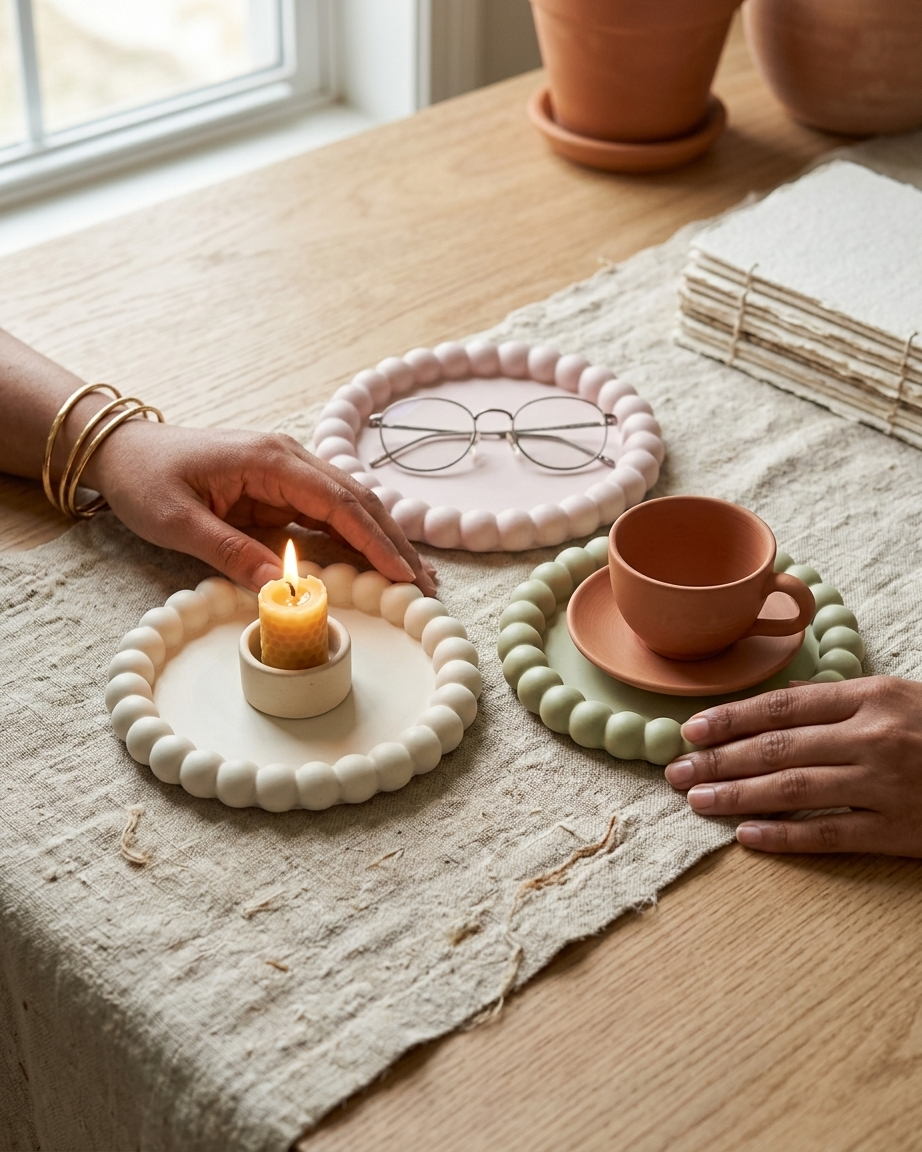 Wholesale gypsum bubble tray trinket organiser ring dish candle tray India