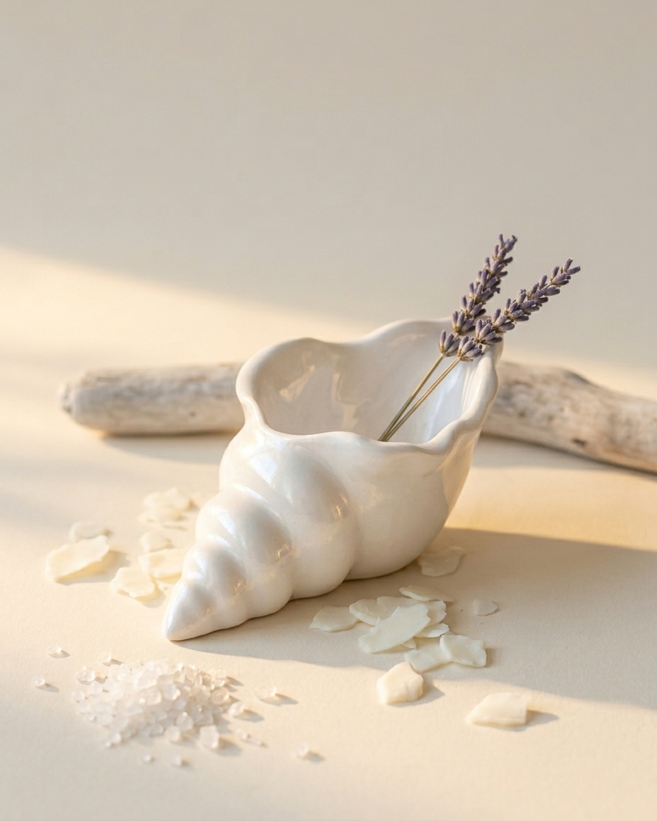 conch shell coastal luxury concrete gypsum candle vessel empty open vessel handmade artisan candle jar India