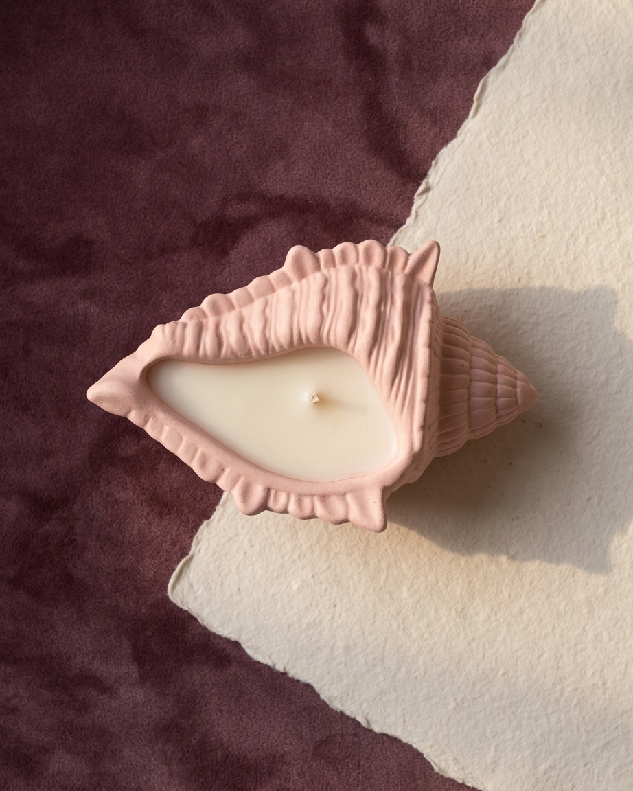 conch shell coastal luxury concrete candle jar gypsum vessel empty empty open vessel handmade artisan candle jar India