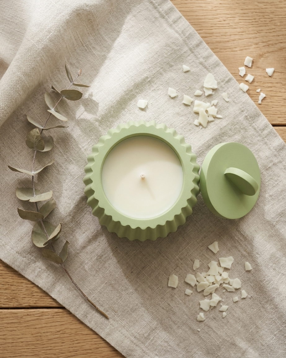 fluted bell shaped concrete candle jar gypsum vessel empty with lid sealed gift ready candle making raw material wholesale