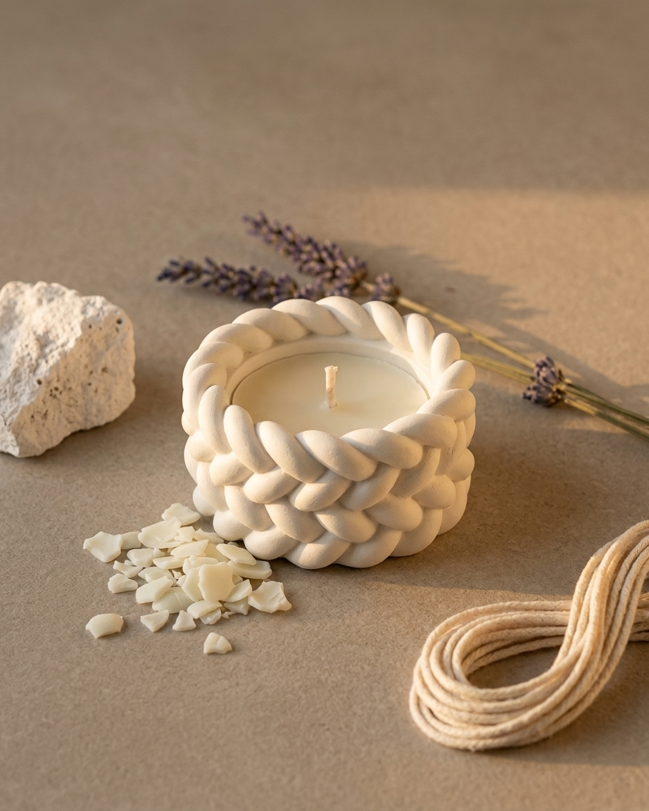 woven handcraft textured concrete candle jar gypsum vessel empty empty open vessel aromatherapy soy wax candle India