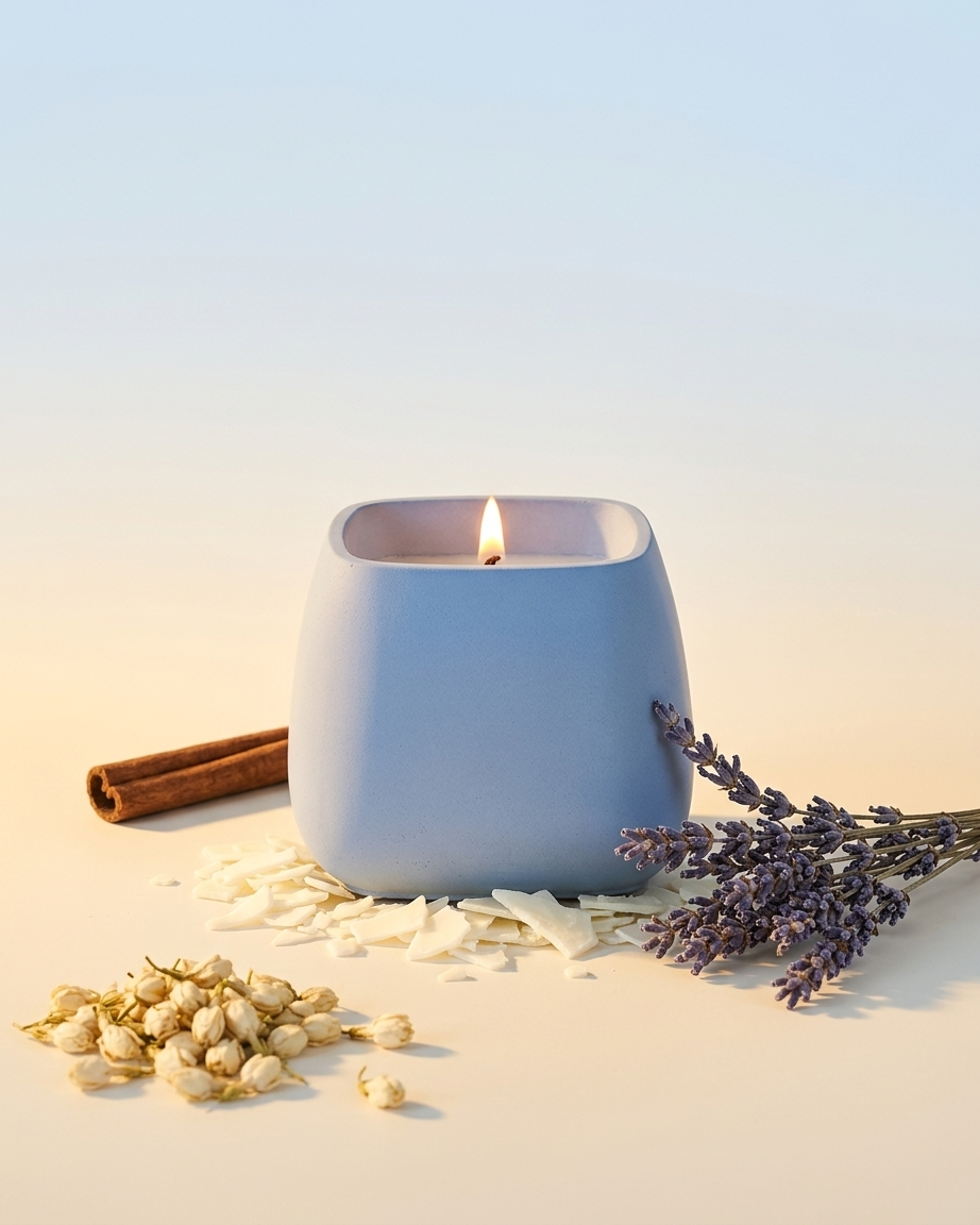 square geometric modern concrete candle jar gypsum vessel empty with lid sealed gift ready handmade artisan candle jar India