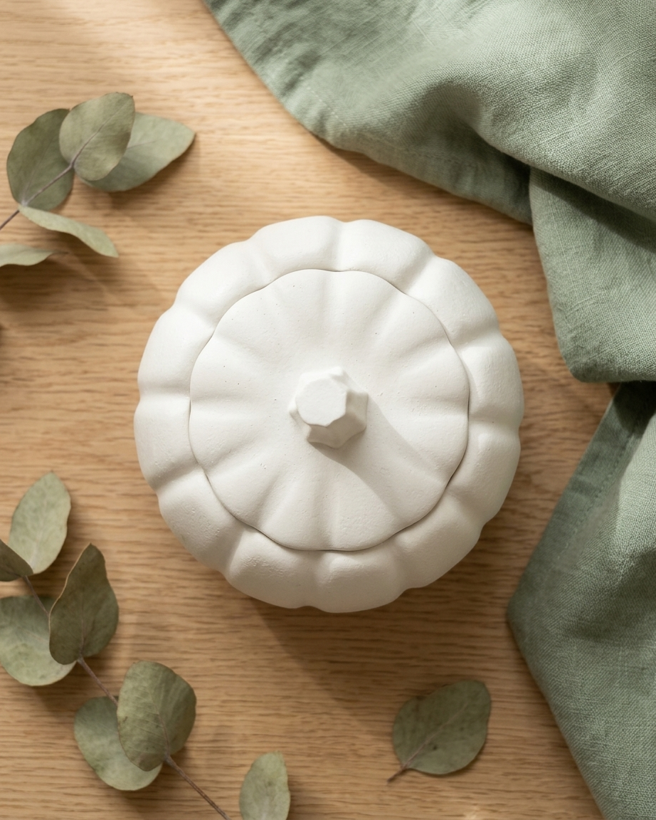 pumpkin shaped concrete candle jar gypsum vessel empty with lid sealed gift ready wedding favour corporate gifting India