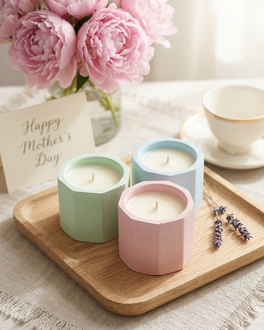 Hexagon concrete gypsum jar for candle making India tealight votive geometric wholesale