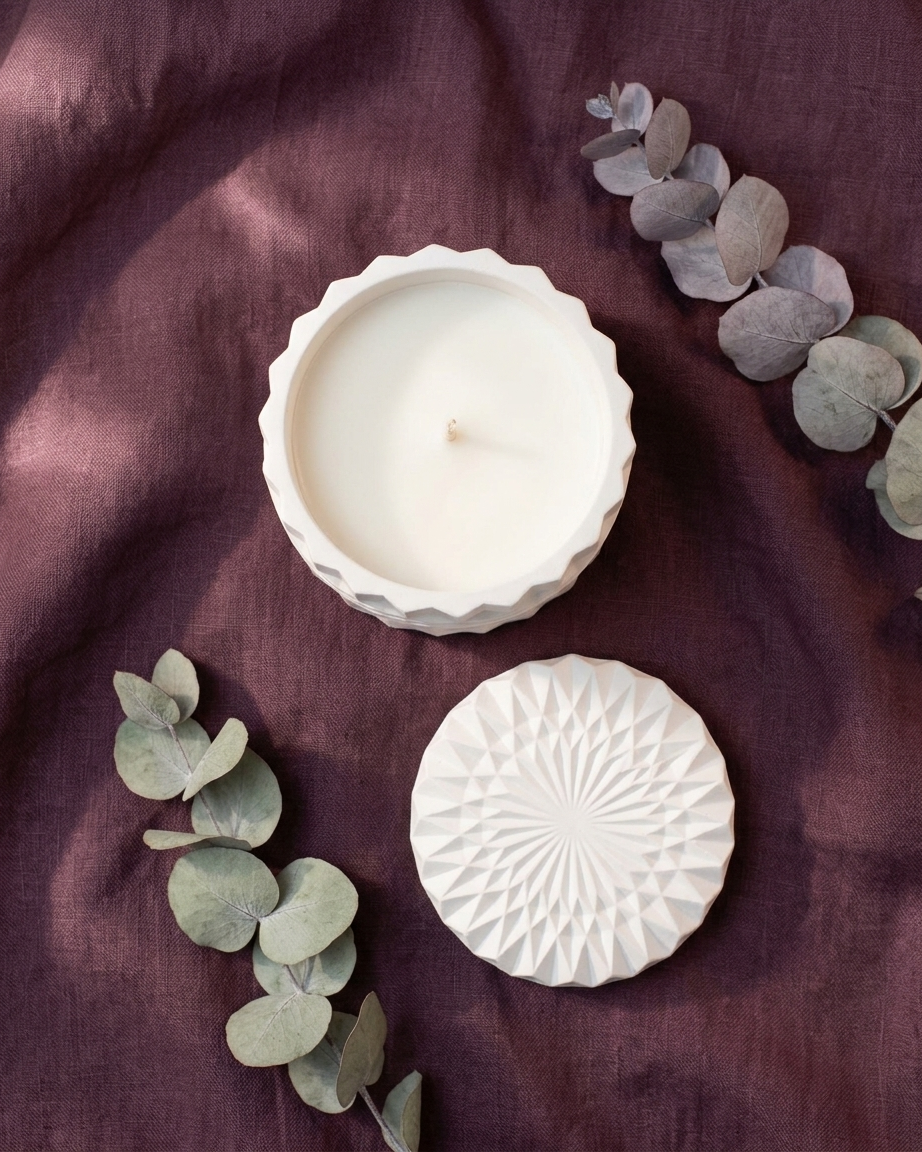 geometric modern angular concrete candle jar gypsum vessel empty with lid sealed gift ready bulk pack candle supplier Surat