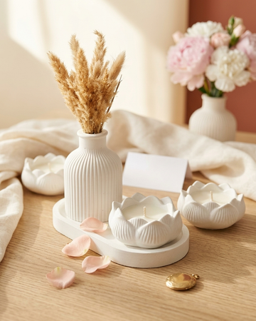 lotus bowl tray set concrete trinket tray jewellery organiser gypsum empty open vessel wholesale bulk order India