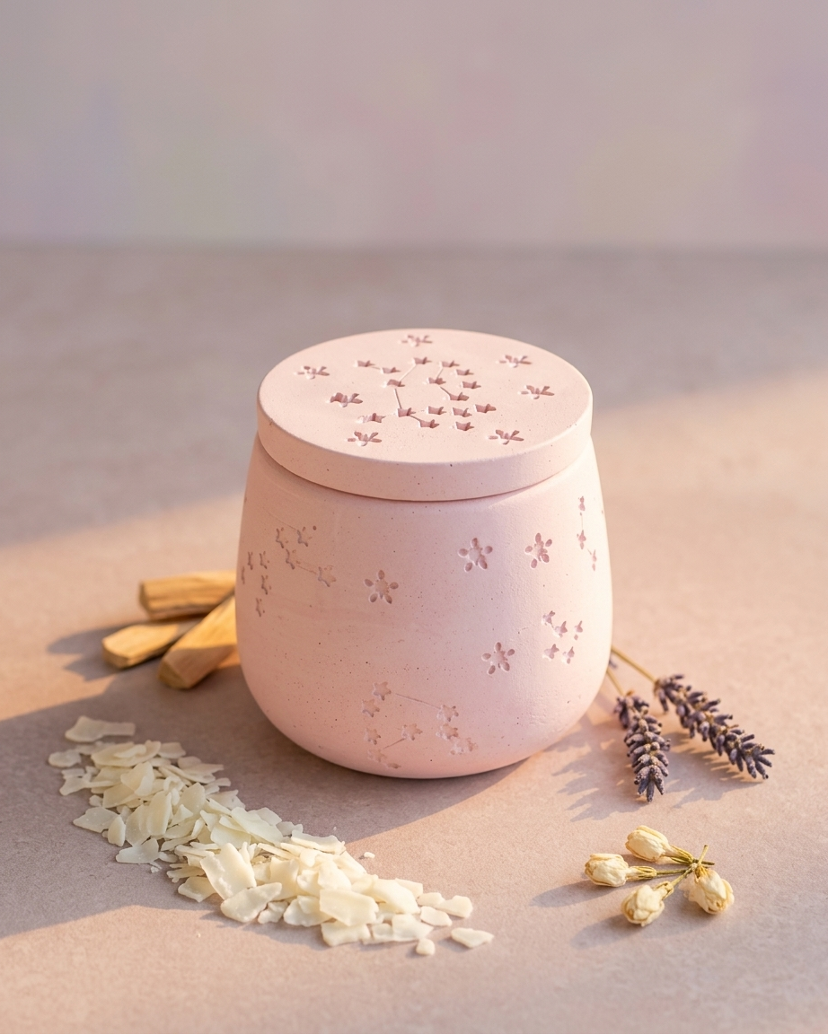 star pattern embossed concrete candle jar gypsum vessel empty with lid sealed gift ready candle making raw material