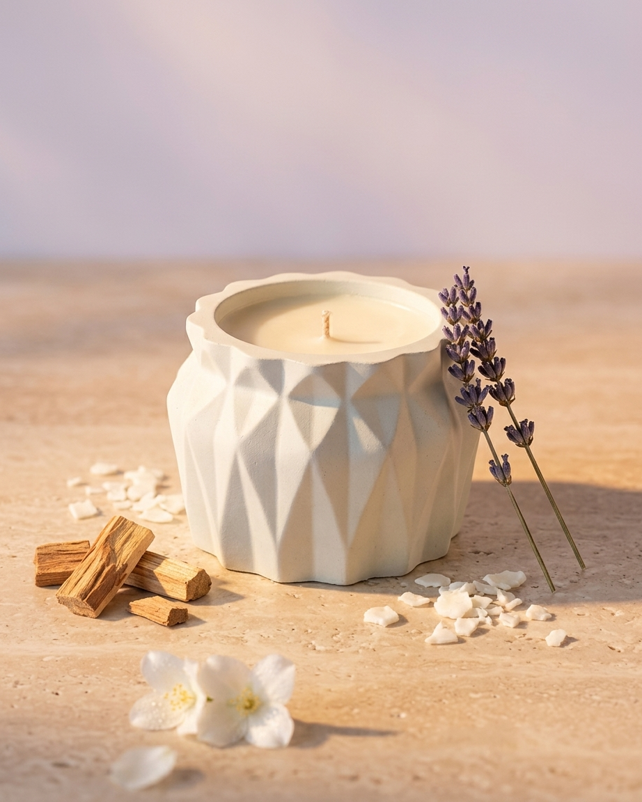 faceted angular premium concrete candle jar gypsum vessel empty empty open vessel candle making raw material wholesale India