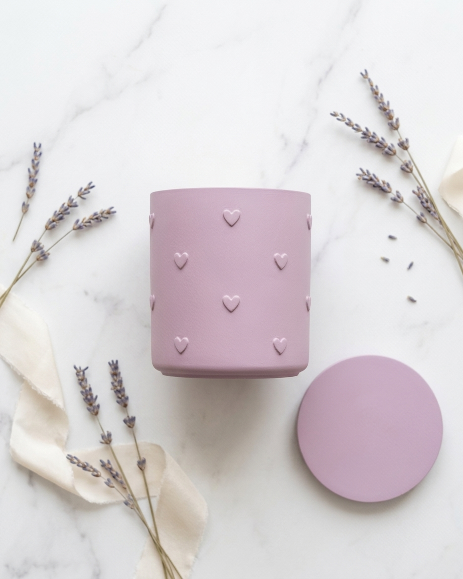 3D heart shaped concrete candle jar gypsum vessel empty with lid sealed gift ready premium festival gifting India