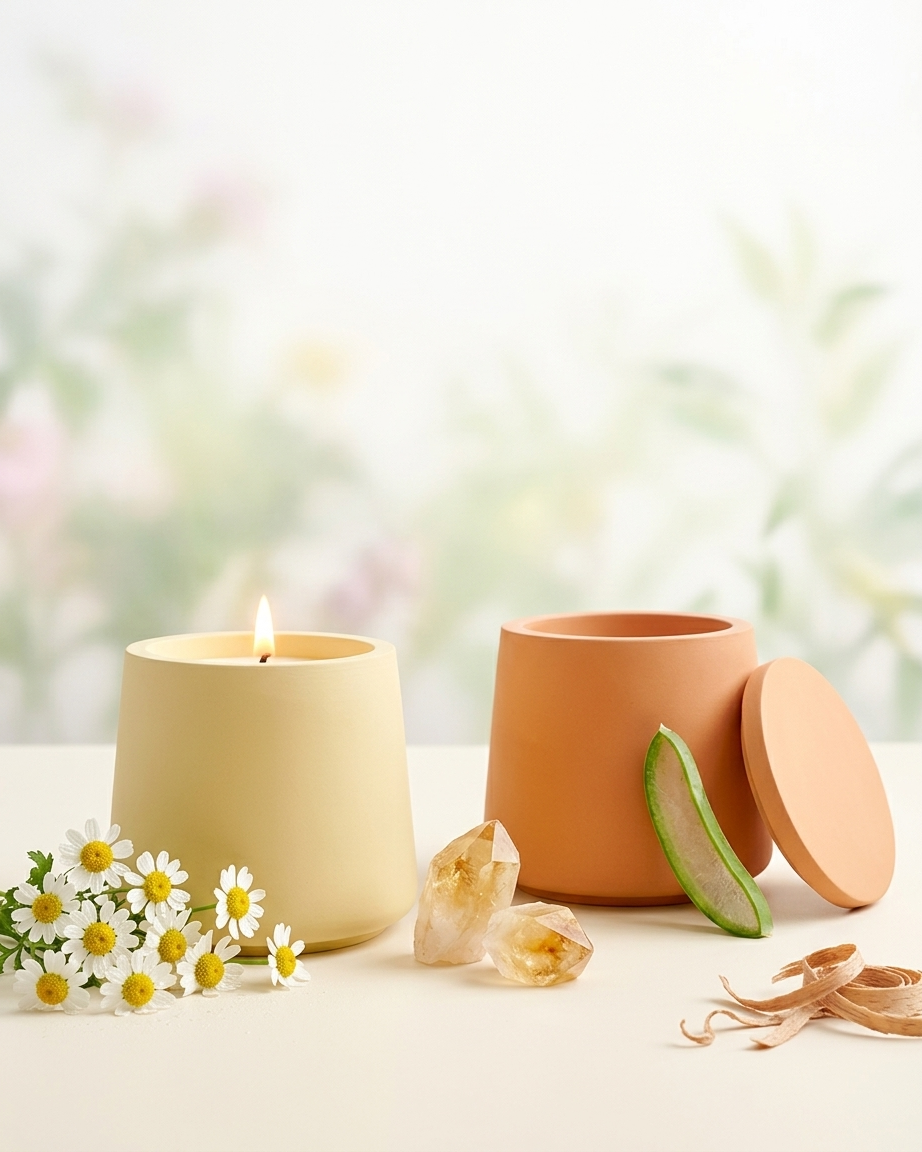 tapered cone shaped concrete candle jar gypsum vessel empty with lid sealed gift ready bulk pack candle supplier Surat