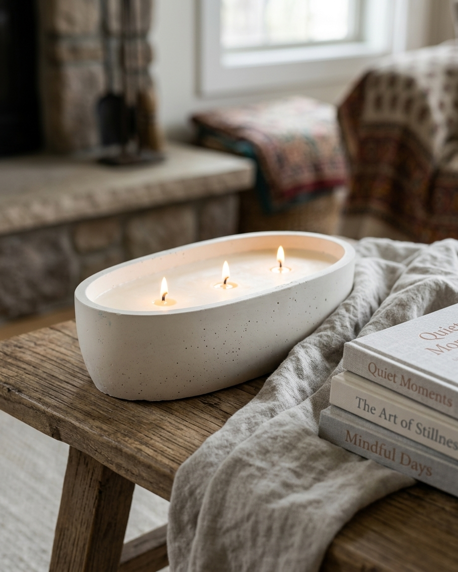 long boat sculptural statement concrete candle jar gypsum vessel empty empty open vessel bulk pack candle supplier Surat
