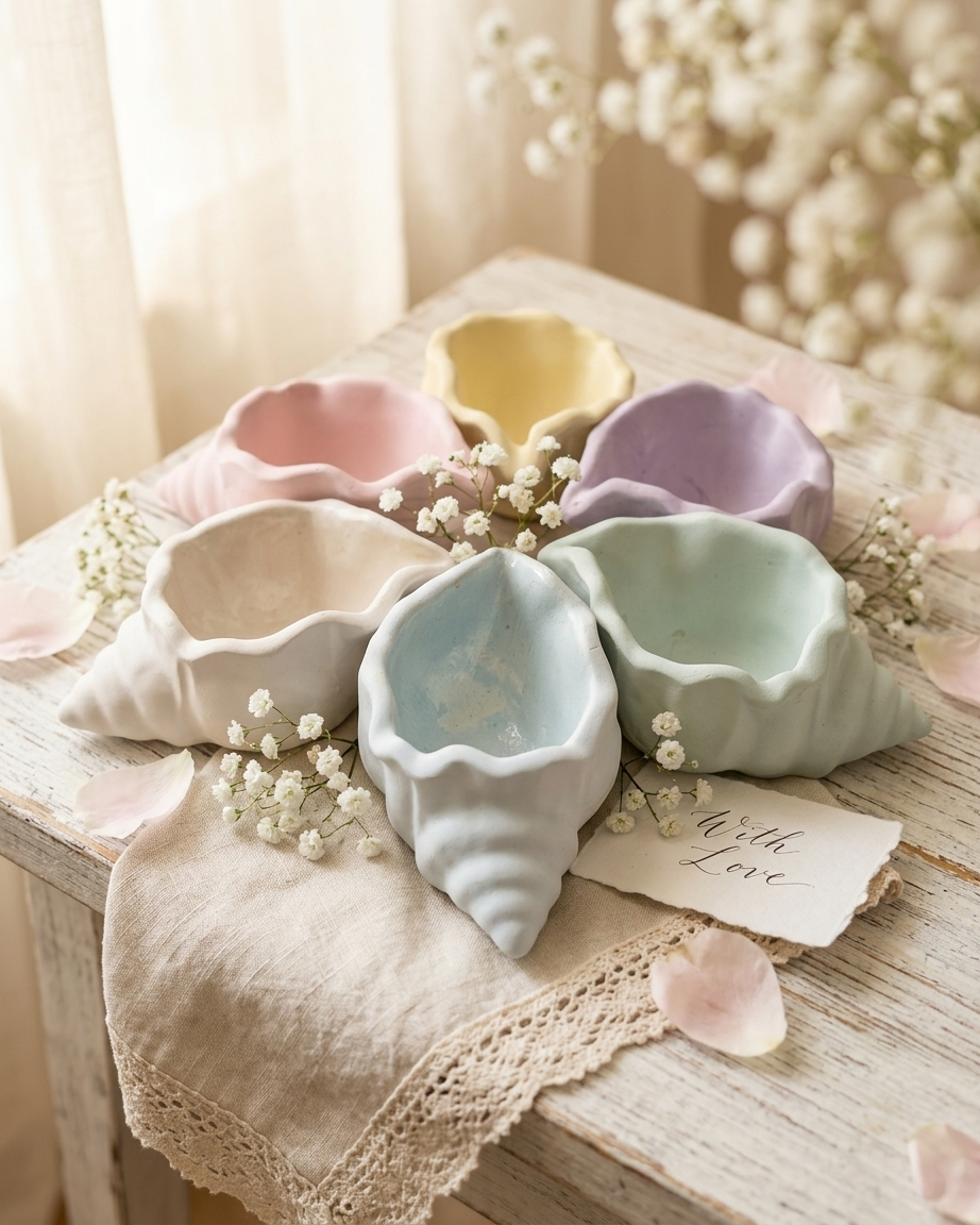 Concrete conch sea shell jar empty gypsum vessel coastal candle making wholesale India
