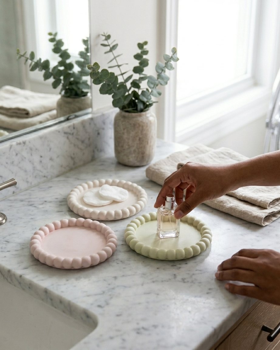 Concrete circle bubble tray jewellery organiser home decor India wholesale