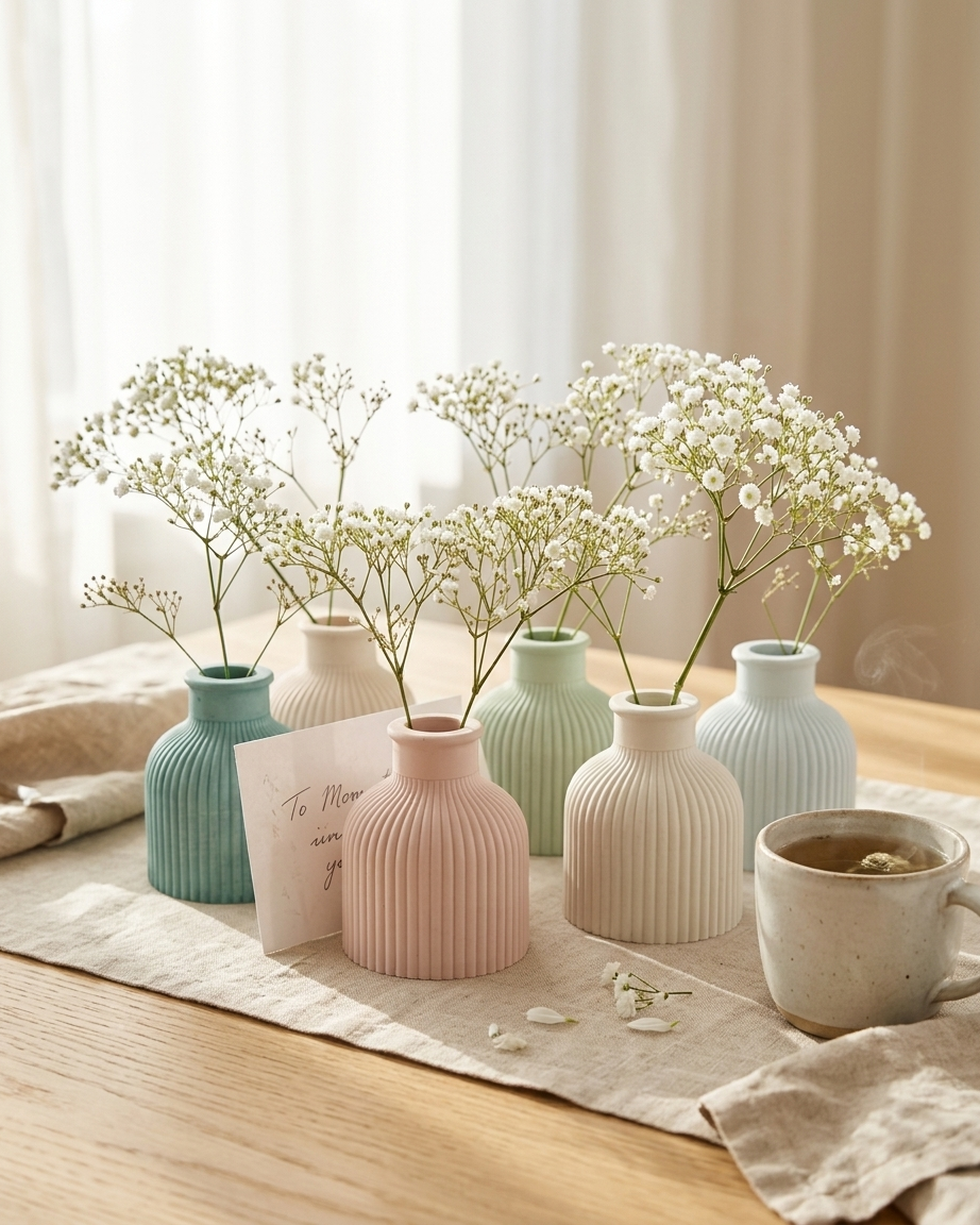small compact mini concrete flower vase gypsum home decor empty open vessel aromatherapy soy wax candle India