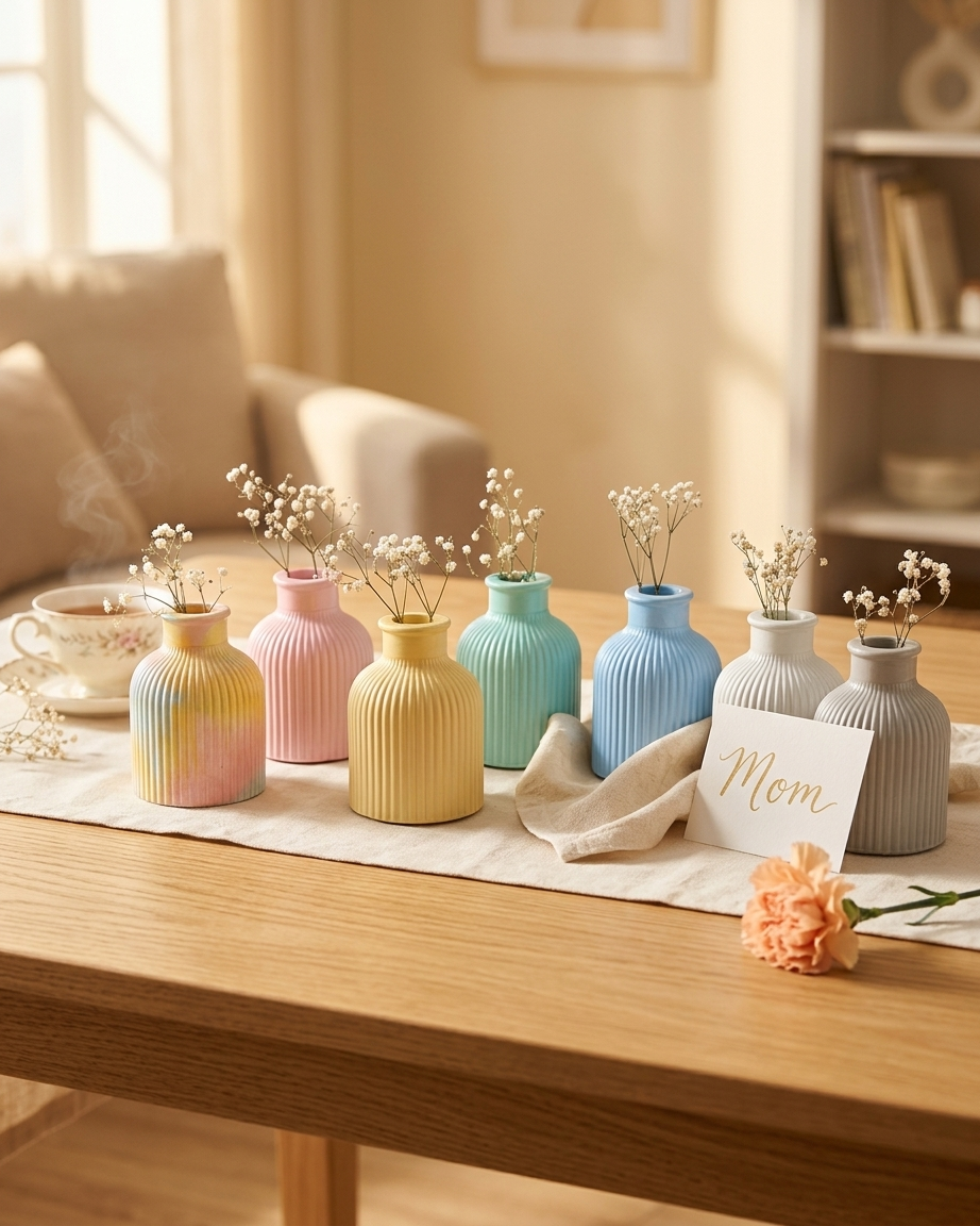 small compact mini concrete flower vase gypsum home decor empty open vessel candle making raw material wholesale India