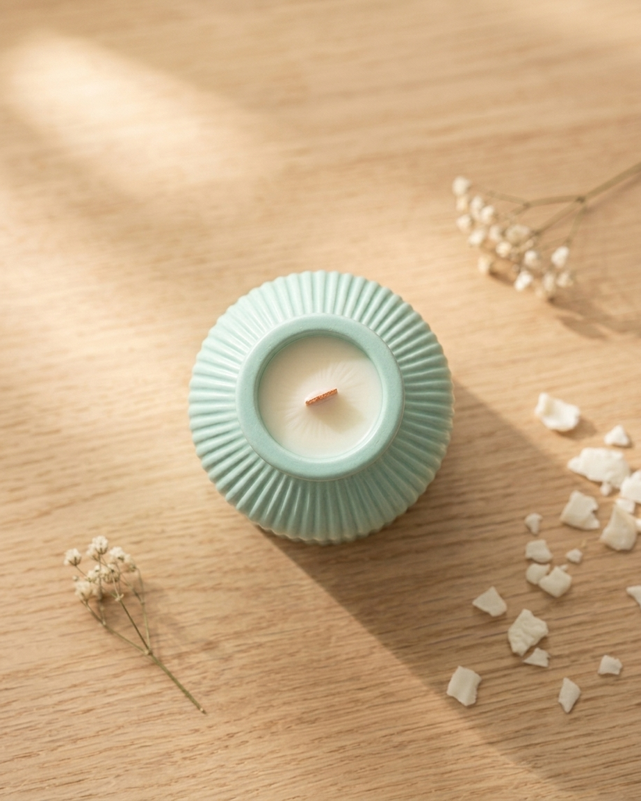 round ribbed fluted concrete candle jar gypsum vessel empty empty open vessel bulk pack candle supplier Surat Gujarat India