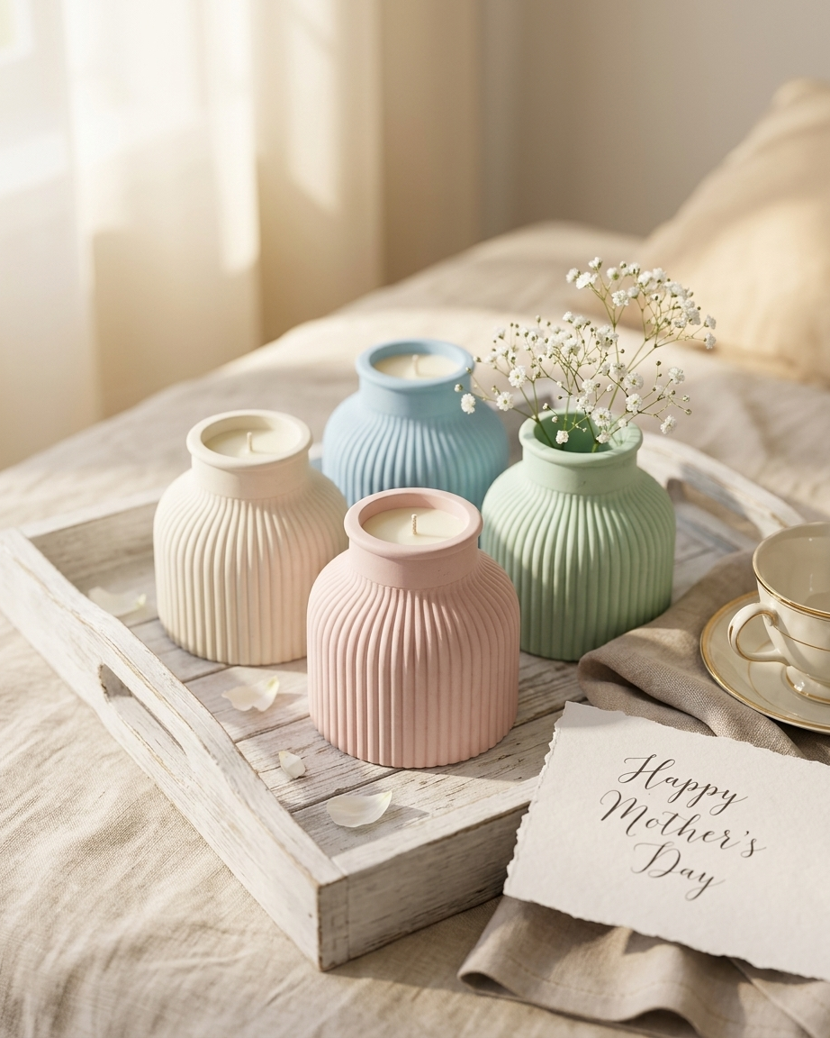 small compact mini concrete flower vase gypsum home decor empty open vessel premium festival gifting India