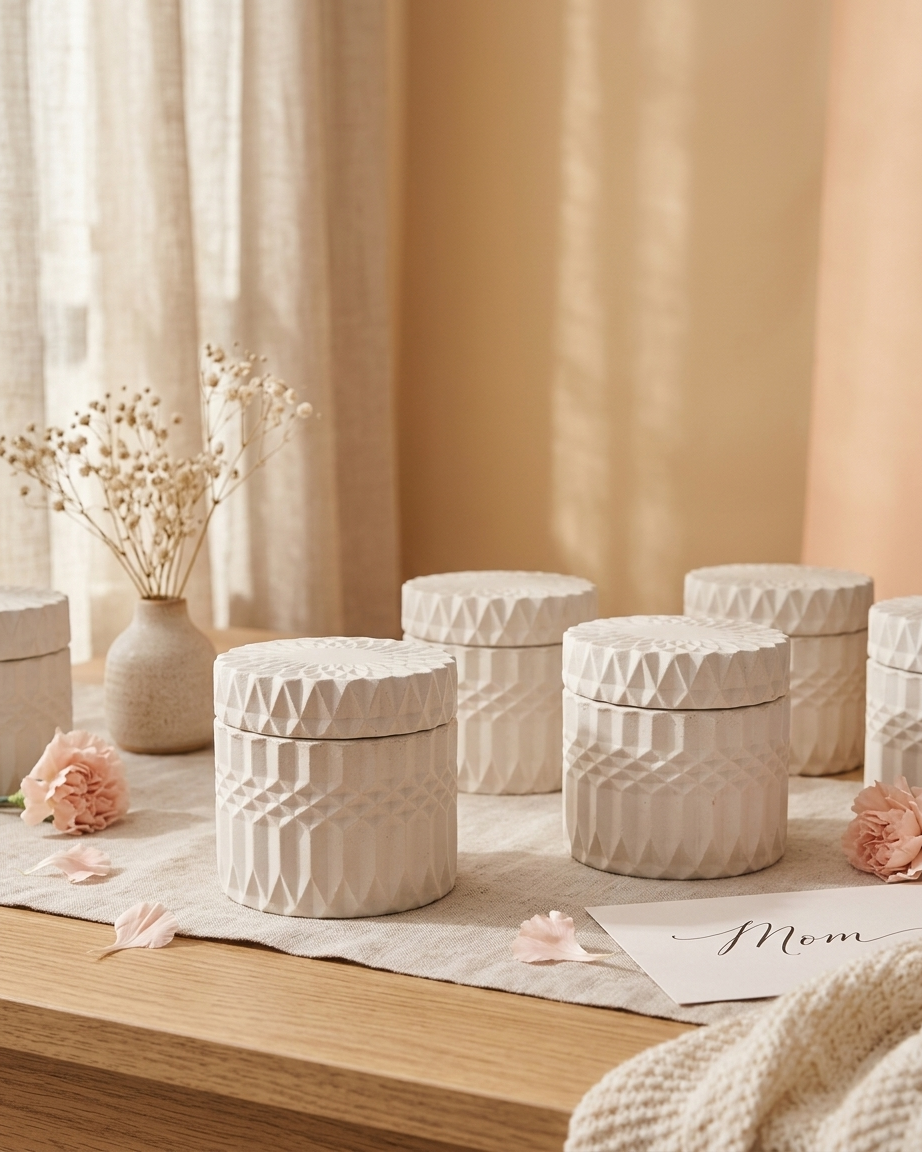 geometric modern angular concrete candle jar gypsum vessel empty with lid sealed gift ready aromatherapy soy wax candle India