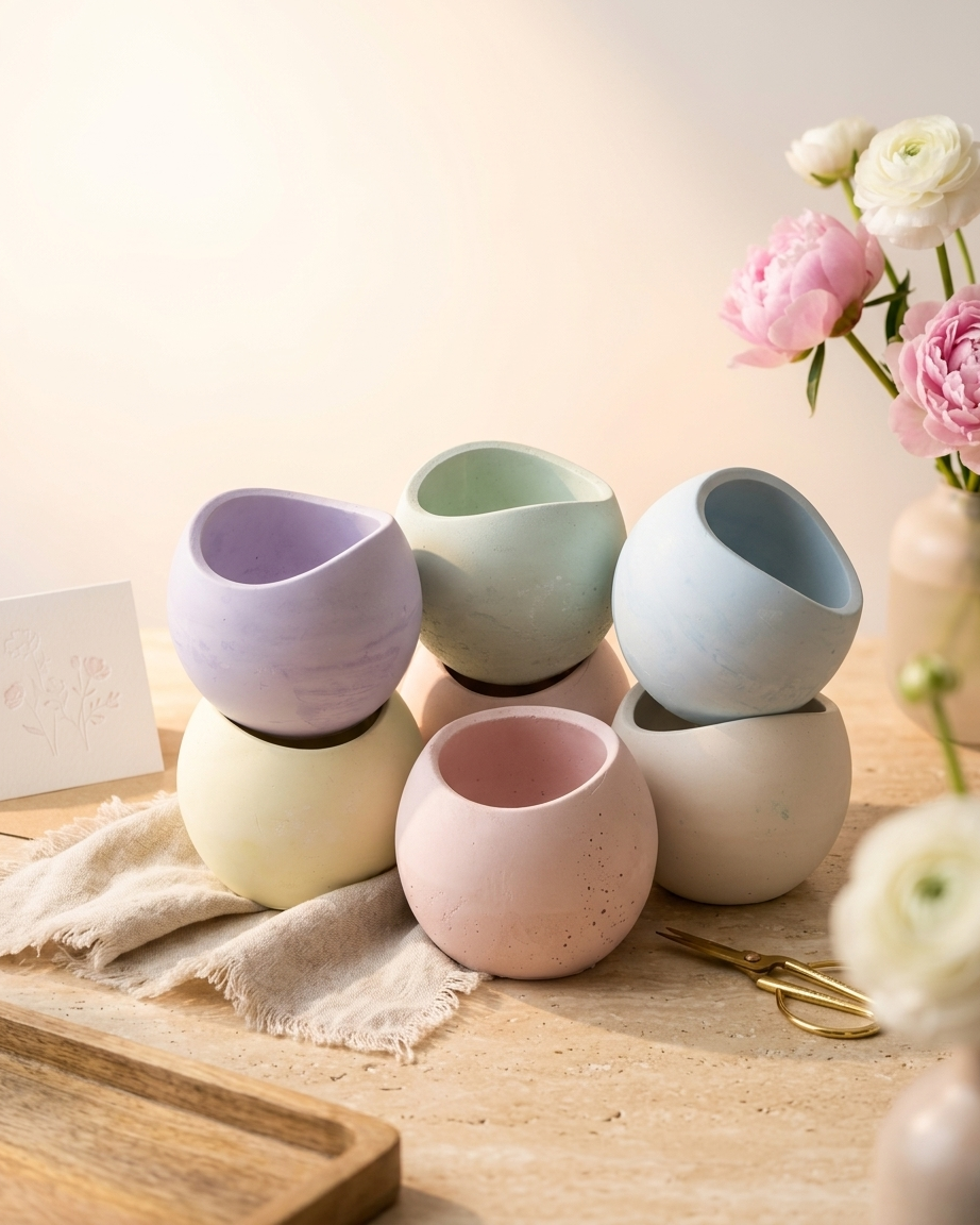 round designer premium concrete candle jar gypsum vessel empty empty open vessel bulk pack candle supplier Surat Gujarat