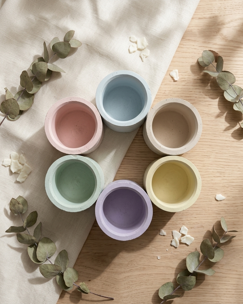 round circular concrete candle jar gypsum vessel empty empty open vessel aromatherapy soy wax candle India