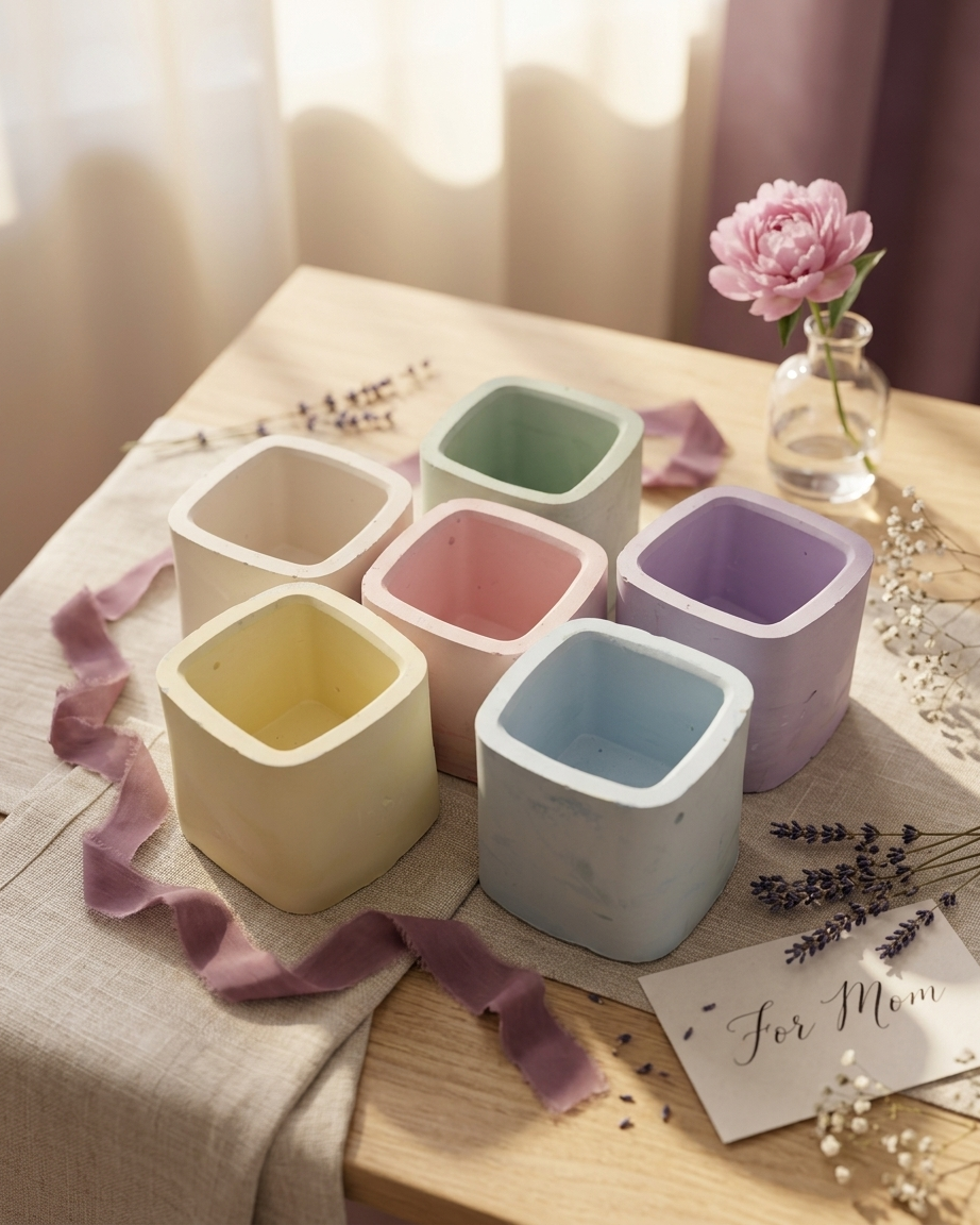 square geometric modern concrete candle jar gypsum vessel empty empty open vessel bulk pack candle supplier Surat Gujarat