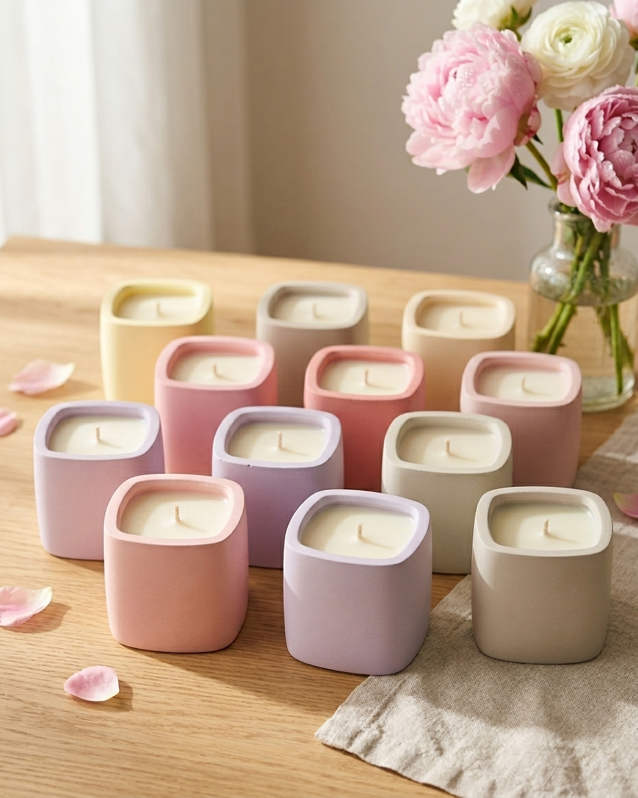 square geometric modern concrete candle jar gypsum vessel empty empty open vessel aromatherapy soy wax candle India