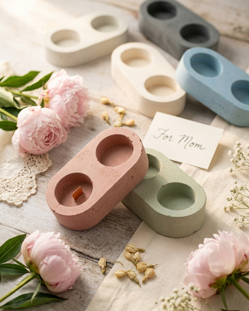 2 cavity concrete gypsum tealight candle holder India double candle jar wedding wholesale