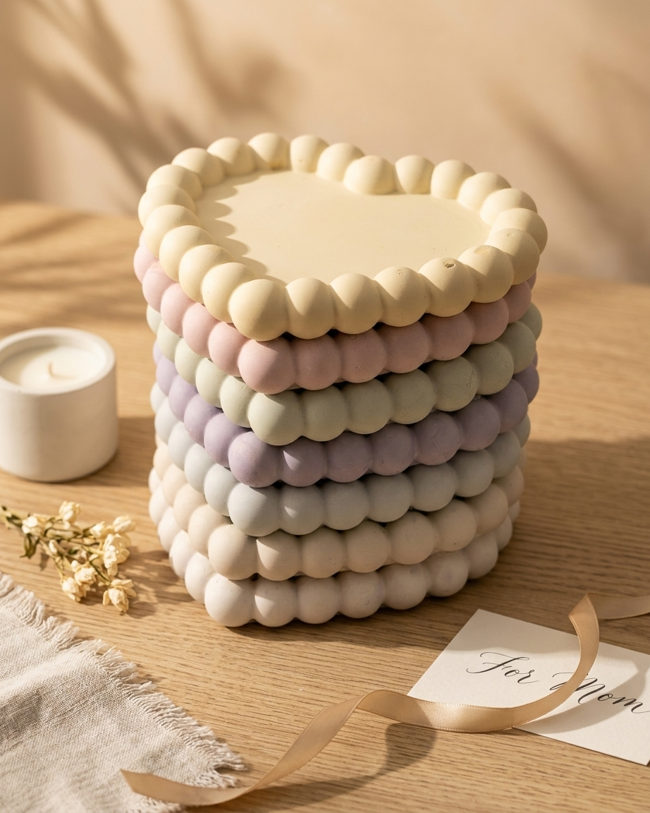 Heart concrete gypsum bubble tray jewellery trinket ring holder Valentine gifting India wholesale