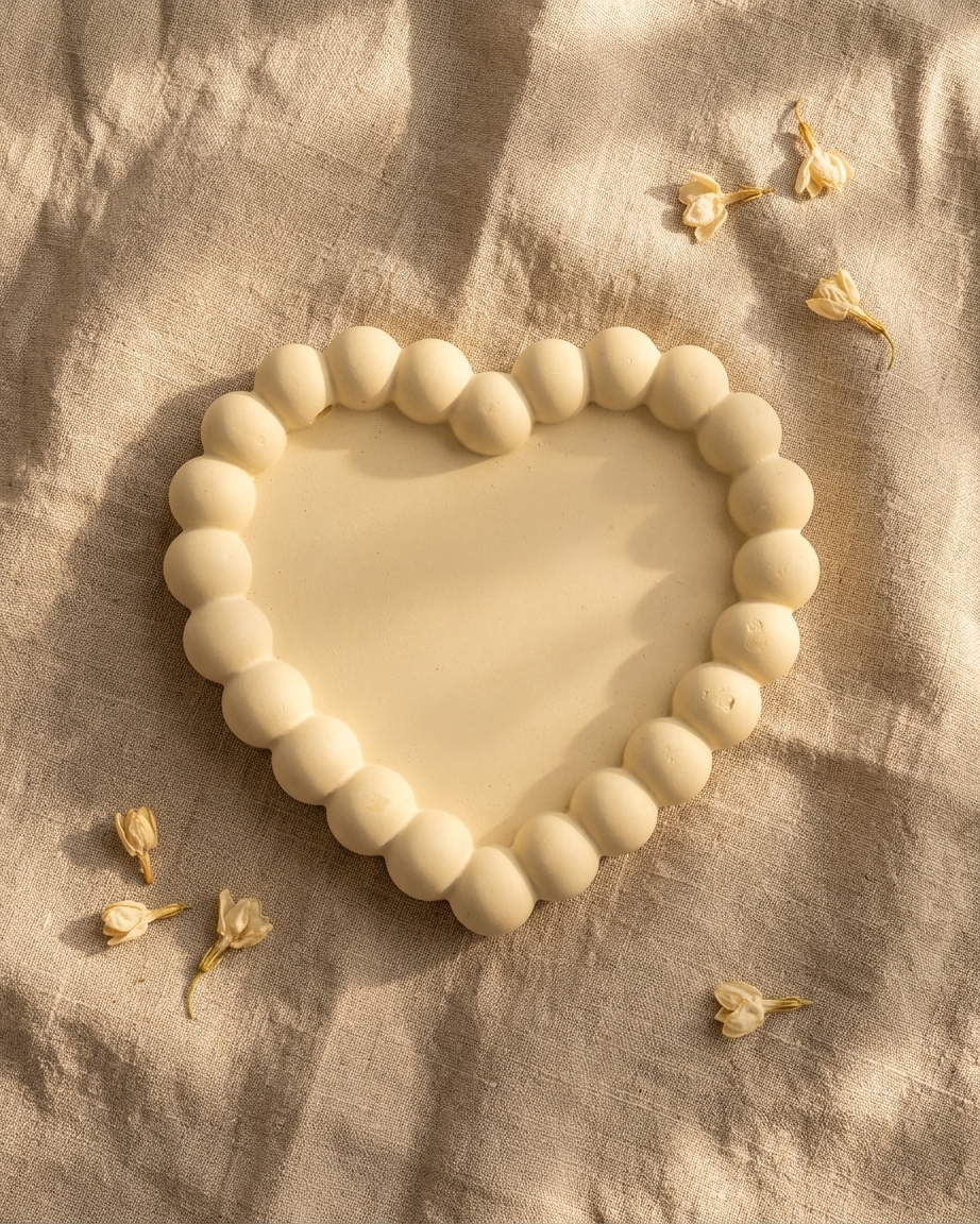 heart shaped concrete trinket tray jewellery organiser gypsum empty open vessel bulk pack candle supplier Surat Gujarat India