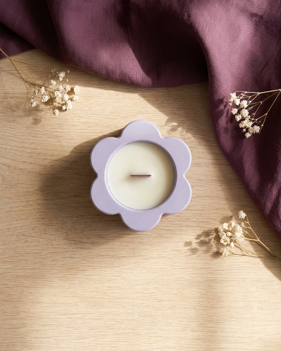 flower shaped concrete tealight candle holder gypsum empty open vessel wedding favour corporate gifting India