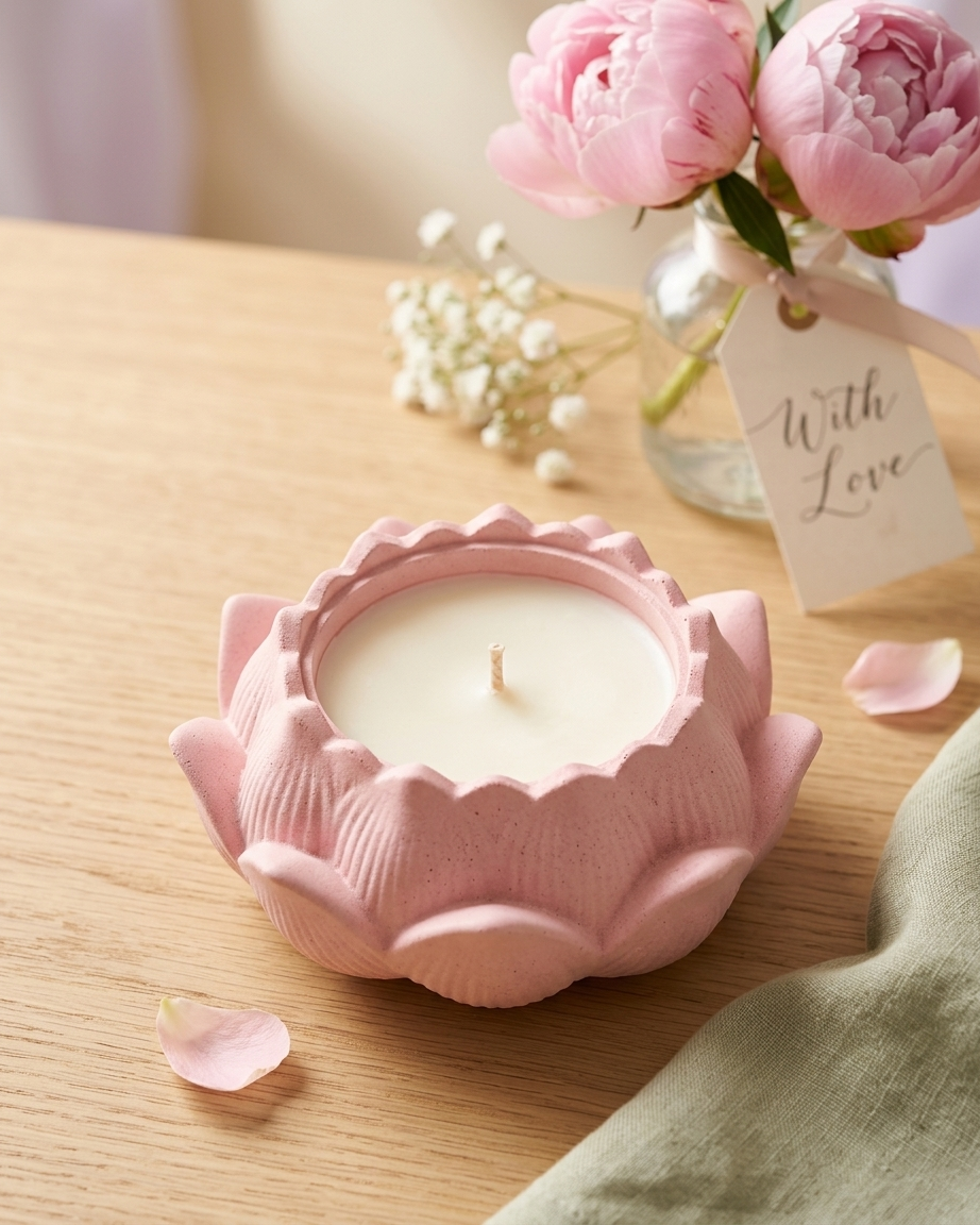 lotus flower shaped concrete candle jar gypsum vessel empty empty open vessel candle making raw material wholesale India