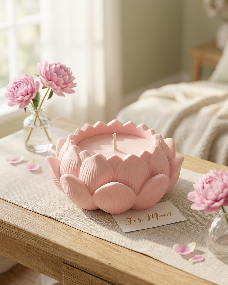 lotus flower shaped concrete candle jar gypsum vessel empty empty open vessel premium festival gifting India