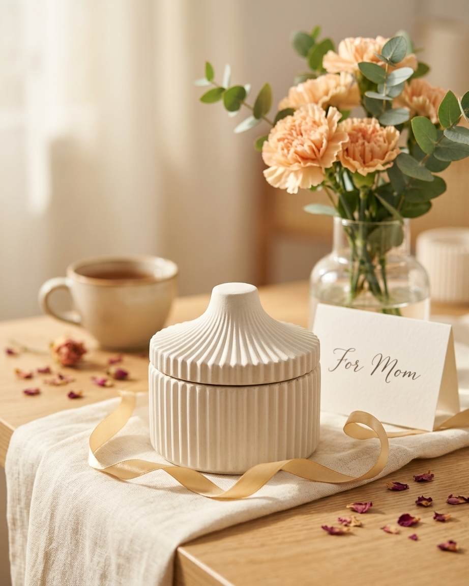 ribbed lidded covered concrete candle jar gypsum vessel empty with lid sealed gift ready aromatherapy soy wax candle India